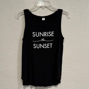 Old Navy Sunrise to Sunset Black Graphic Tank Top